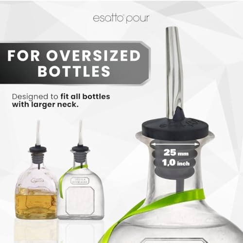 Esatto Oversized Cork Metal Liquor Pourers with Dust Caps V2 - 6 Pack