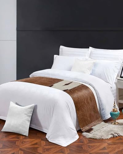 Cow Print Bed Runner Scarf for King Size Beds - Western Decor Throw