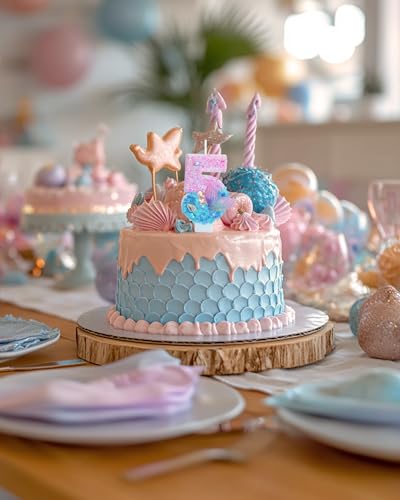 Mermaid Number 5 Birthday Candle - 2.87 Inch Glitter Cake Topper Decor