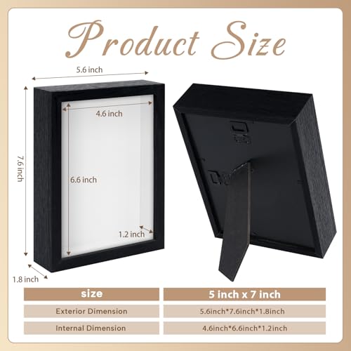 4-Pack 5x7 Deep Shadow Box Frames for Photos and Keepsakes, Black