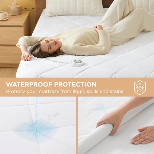 Heated Mattress Pad Twin - Fast Heating, 10 Settings, 18" Deep Pocket