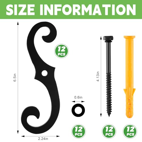 6.5-Inch Iron Shutter Dogs, S-Shaped Exterior Shutter Tiebacks, 6 Pack