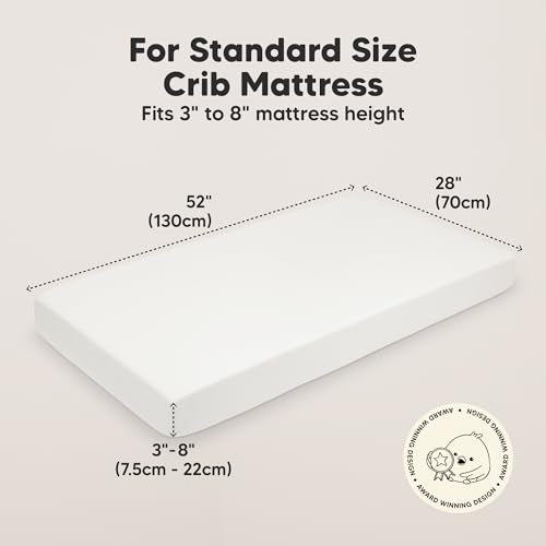 KeaBabies Organic Cotton Fitted Crib Sheets 2-Pack - Soft White