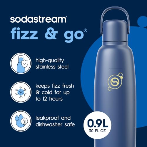 Insulated Stainless Steel Carbonated Water Bottle, 0.9L - Storm Blue