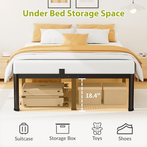 20-Inch Queen Size Metal Platform Bed Frame, Heavy Duty Noise-Free Steel