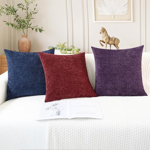 20x20 Inch Burgundy Decorative Couch Throw Pillow Covers Set of 2