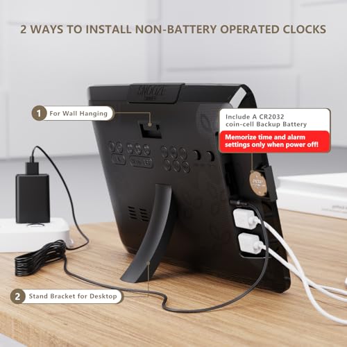 11.5-inch Large Digital Wall Clock with Temperature, Date, and 3 Alarms
