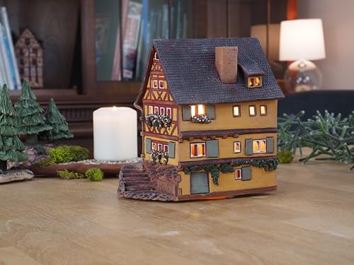Ceramic Tealight Candle Holder Handcrafted Home Decor Collectible Miniature Lamp