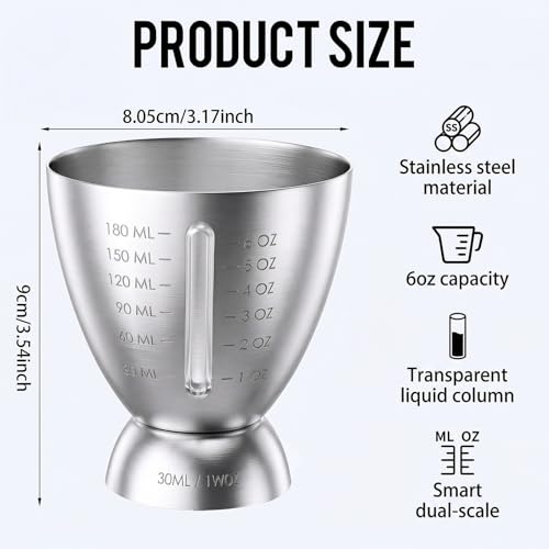 Stainless Steel Cocktail Jigger with Graduated Markings – Bartending Measuring Tool