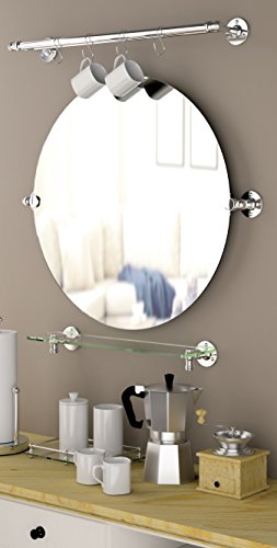Rectangle Wall-Mounted Bathroom Vanity Mirror, 24 x 23.5 Inch Chrome Finish