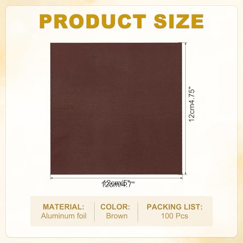 PATIKIL 4.7x4.7 Inch Brown Foil Candy Wrappers Fine Grid - Pack of 100