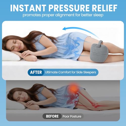 Ergonomic Memory Foam Knee Pillow for Side Sleepers - Grey