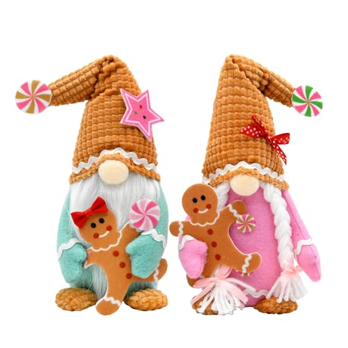 Pastel Gingerbread Gnome Plush Candyland Christmas Decor (12.2in) KnomeKo