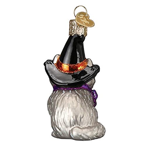Handcrafted Glass Witch Kitten Christmas Ornament, Holiday Decoration