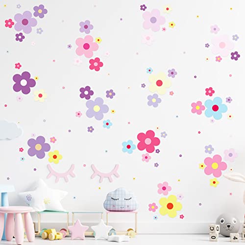 288 Pcs Colorful Flower Wall Decals - Peel and Stick Floral Vinyl Stickers