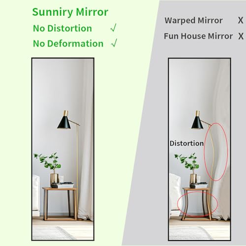 Full Length Floor Mirror 56x16 Inch, Matte Black Aluminum Metal Frame