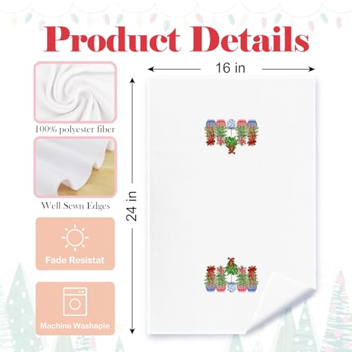 Chinoiserie Christmas Kitchen Towels Set of 2 - Tree Wreath Casual Variation, Blue & White Holiday Decor