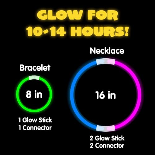 JOYIN 100 Pcs 8 Inch Glow Sticks Bulk Party Favors Pack with Connectors
