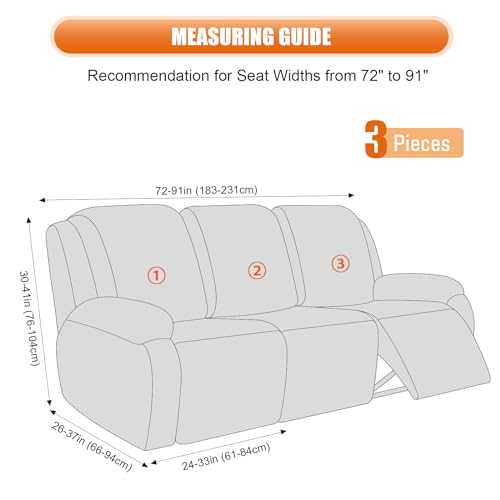 Stretch Recliner Couch Cover - Chocolate, 3 Seater, Soft & Washable Protector