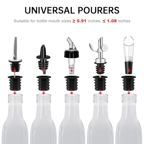 REUJIHXY 2Pcs Liquor Pourer Adapters 25mm/1inch for Large Bottles – Speed Pour Spouts for Alcohol, Wine, Olive Oil (Variation 2)