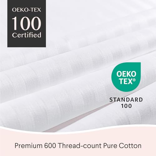 FAUNNA 600TC 100% Cotton Zippered Pillow Protectors - Standard 20x26 (4 Pack)