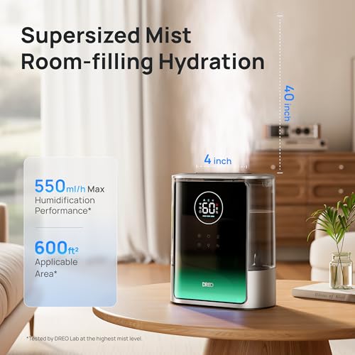 Smart Humidifier for Large Rooms with Warm and Cool Mist 8L Tank