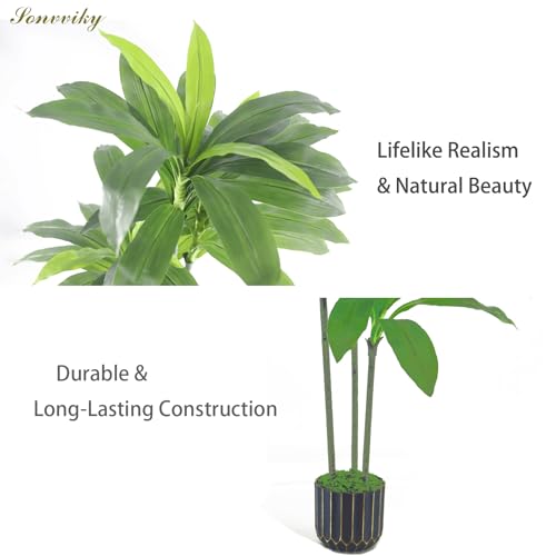 4ft Artificial Dracaena Tree - Lifelike Faux Indoor Plant for Home Decor