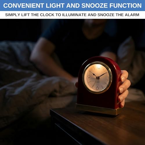 Rosewood Analog Alarm Clock with Silent Quartz Movement and Backlight