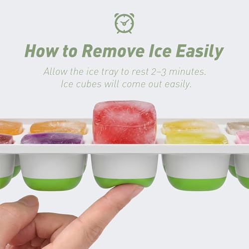 Stackable Ice Cube Trays with Lids - 4-Pack Silicone Easy Release Ice Molds