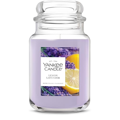 Lemon Lavender Scented Candle - 22 oz Large Glass Jar (150 Hour Burn)
