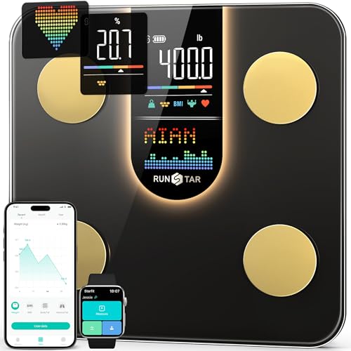 Smart Digital Body Weight Scale with 8-in-1 VA Display and Heart Rate Monitor