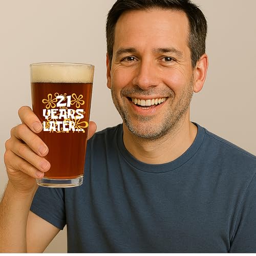 21st Birthday Beer Glass - Funny 16oz Pint Glass Gift for Men