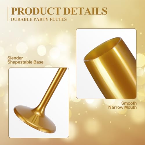 XUWAIDSGN Gold 24-count 5.4 oz Unbreakable Acrylic Champagne Flutes – Mimosa / Toasting Glasses