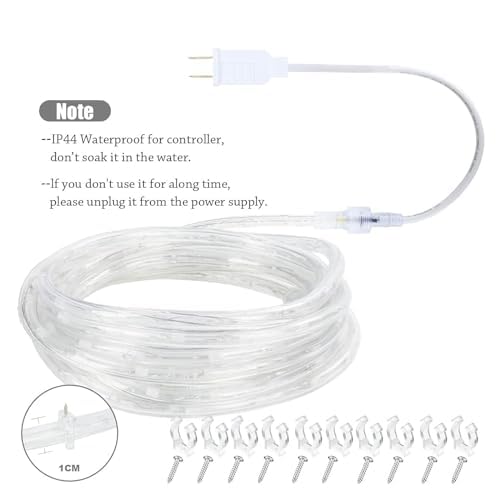 18ft LED Rope Lights, Connectable Warm White Outdoor String Lights
