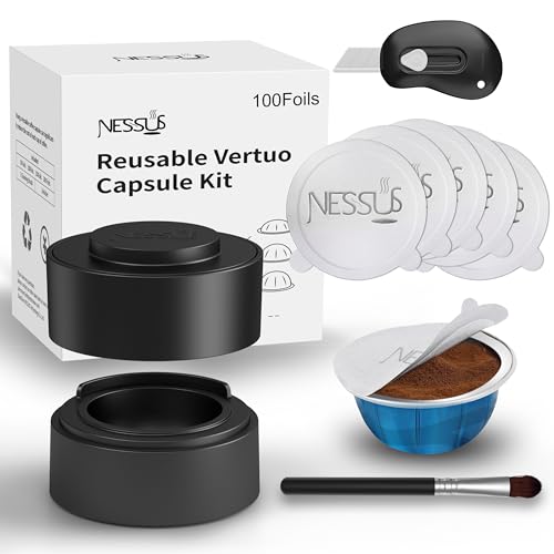 Reusable Coffee Pod Refill Kit with 100 Aluminum Foil Seals & Holder