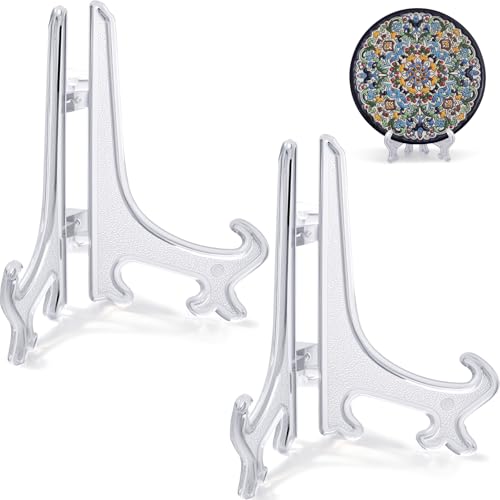 2Pcs 3-Inch Clear Acrylic Easel Stands for Photos, Cards, and Artwork