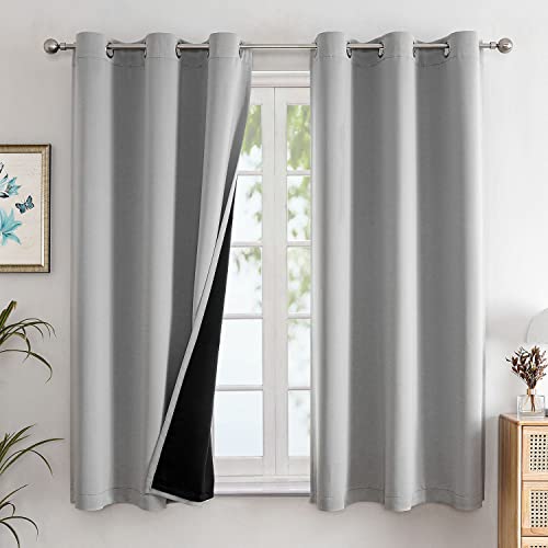 100% Blackout Curtains 2-Panel Set - Thermal Grommet Window Drapes (42 x 63 in)