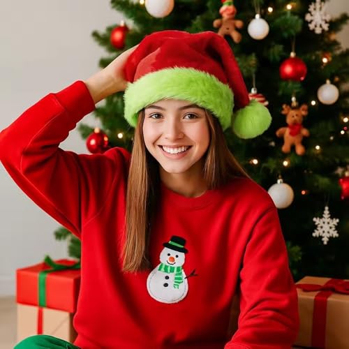 Unisex Velvet Santa Hats for Adults - Christmas & New Year Holiday Party Supplies