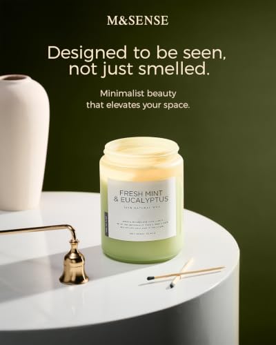 Eucalyptus & Mint Scented Jar Candle - 19.4oz Soy Wax, 110-Hour Burn
