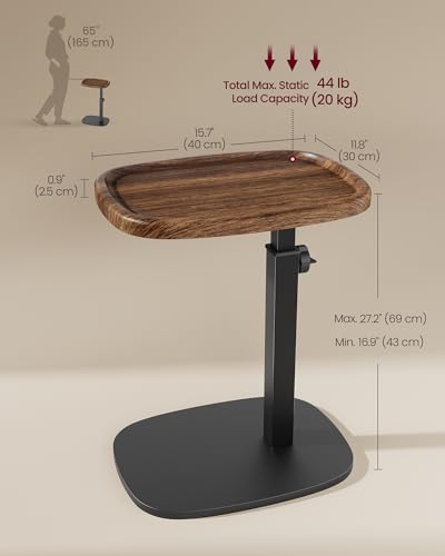 Adjustable Height C-Shaped Side Table, Small End Table for Sofa and Bed