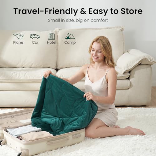 Leaf-Shaped Weighted Lap Blanket - 41" x 53" - Forest Green