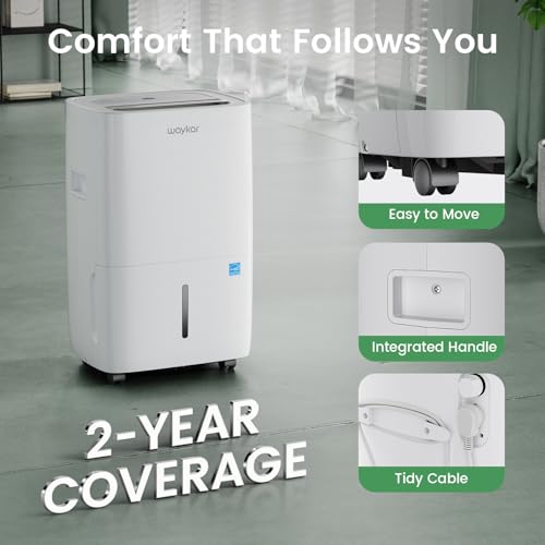80 Pint Dehumidifier for Basement and Home with Auto Swing