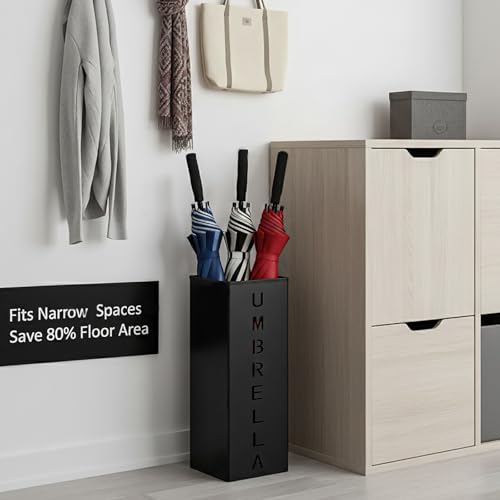 Square Metal Umbrella Stand, Freestanding Entryway Umbrella Holder Rack