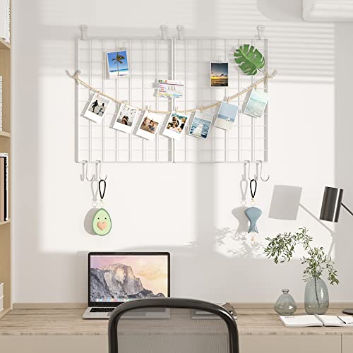 Wire Grid Wall Panel Set - 15.7 x 11.8 Inch Photo Display & Organizer