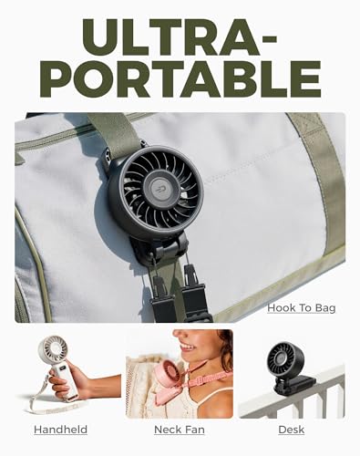 Diveblues Portable Turbo Fan, 100-Speed Handheld & Neck Fan, USB-C Rechargeable