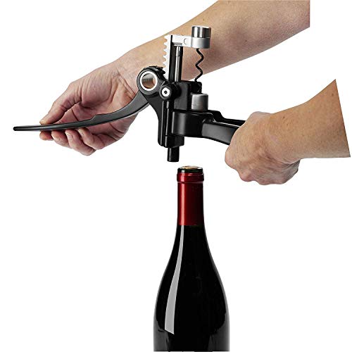 Le Creuset Lever Corkscrew Wine Opener & Foil Cutter Gift Set, Black