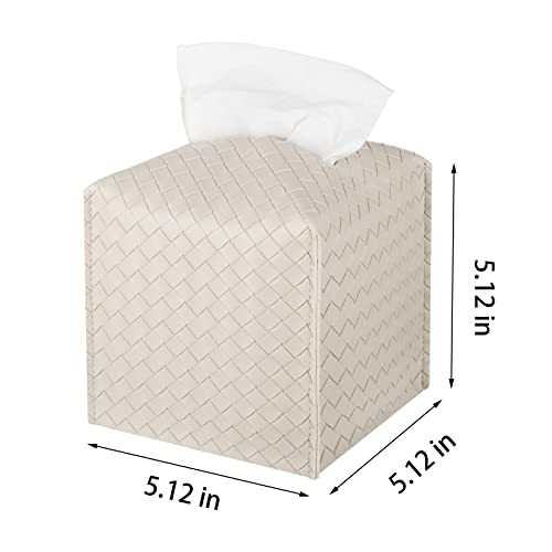 Square PU Leather Tissue Box Cover, Decorative Facial Paper Dispenser