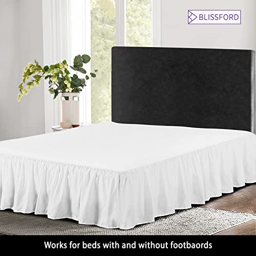 White Queen Bed Skirt with Split Corners - 14 Inch Drop Dust Ruffle