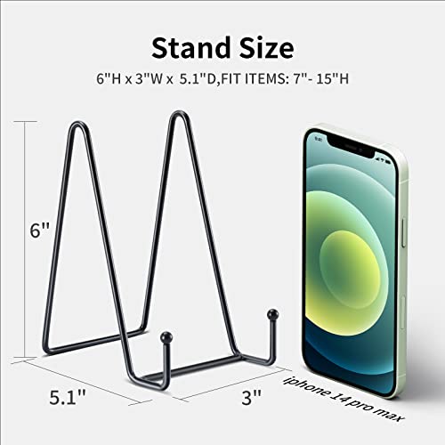 6-Inch Black Metal Display Stands for Plates & Frames - 3 Pack