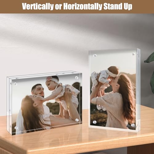 5x7 Clear Acrylic Picture Frames (6 Pack) - Magnetic Desktop Display
